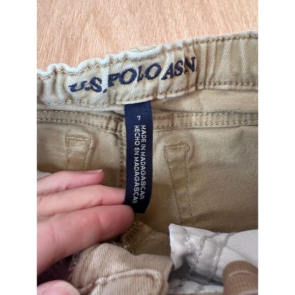 U.S. Polo Assn Kids Pants 7 Khaki Adjustable Waist Straight - Picture 4 of 7